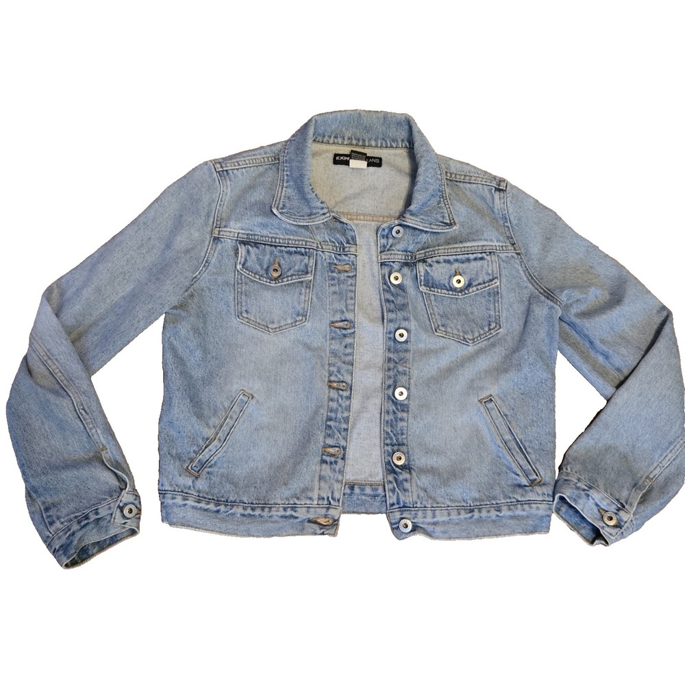 Y2K ExpressJacket Women's Size Large Blue Light Wash Denim Pockets